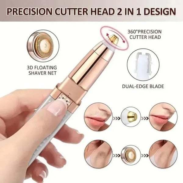 2 in 1 USB Rechargeable Facial & Eyebrow Hair Remover | Painless Precision Trimmer for Women